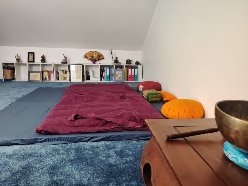Photo d'un futon, utilisé pour la pratique du Shiatsu au sein de mon cabinet au Mée-sur-Seine